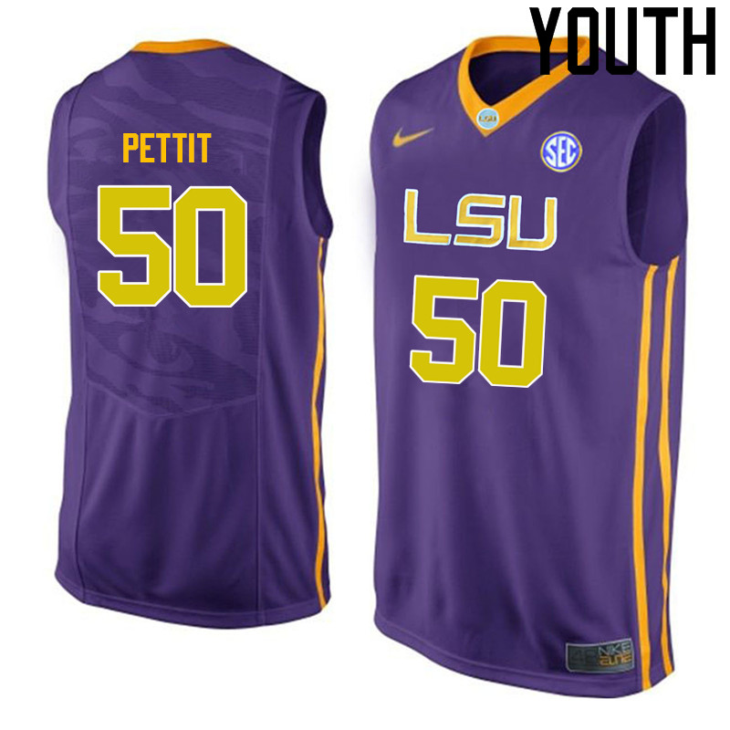 Youth LSU Tigers #50 Bob Pettit College Basketball Jerseys-Purple - Click Image to Close
